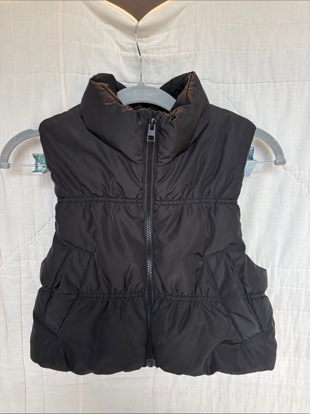 Girls CroppedPuffer Vest - Black